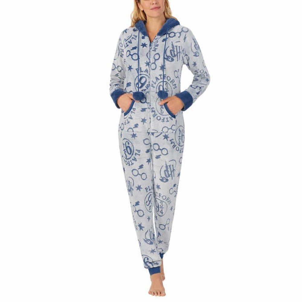 Harry Potter Womens One Piece Lounge Pajama Blue NWT